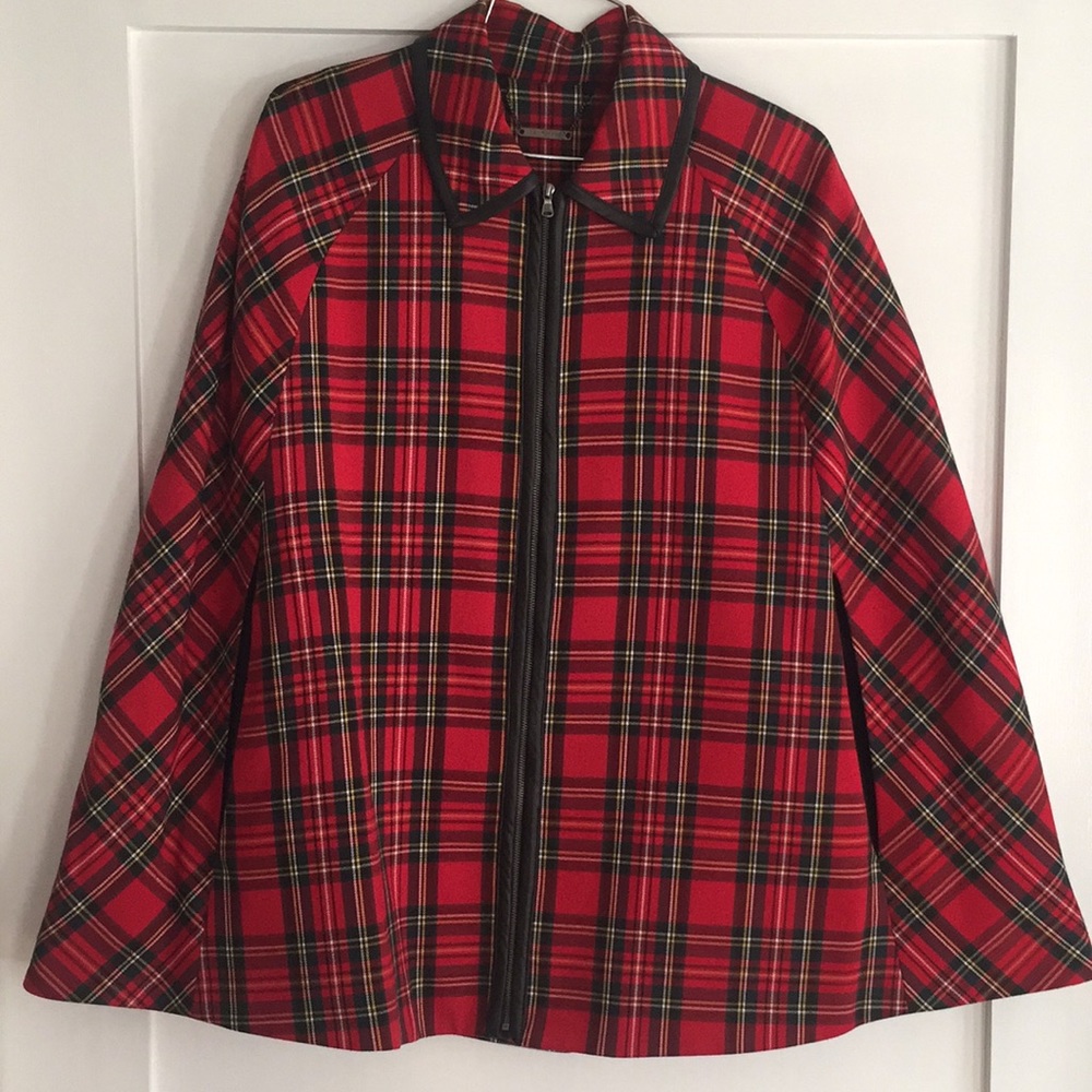 Trina Turk Red Plaid Cape size P/S